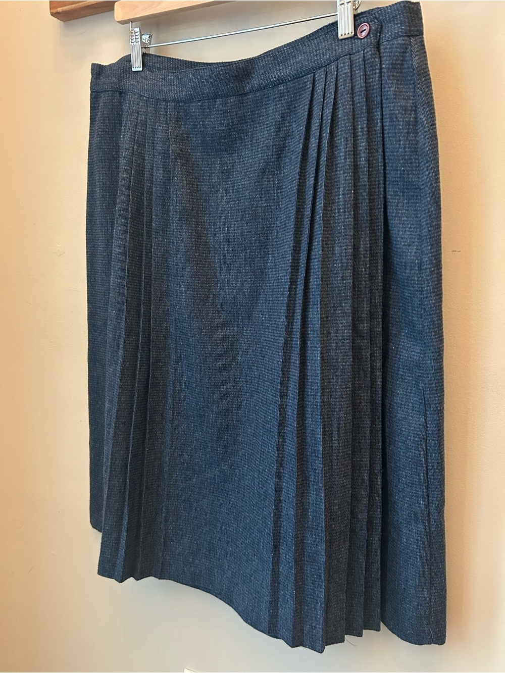 Vintage Dark Academia Pleated Skirt Wool Blend Preppy Chic Plus Size 40
